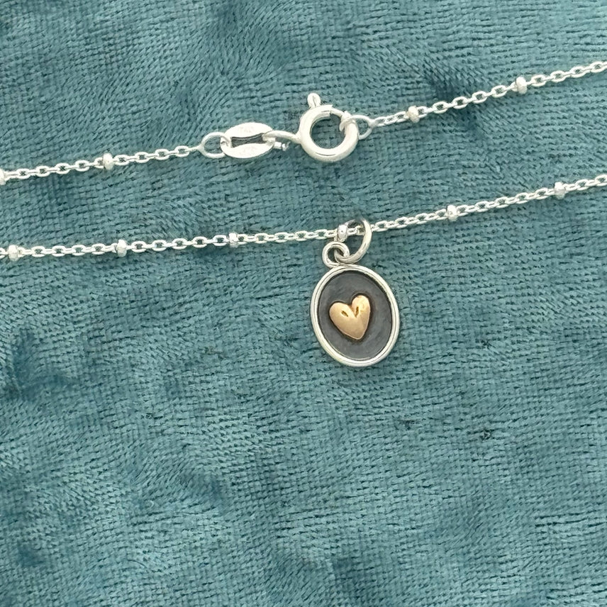 Bronze Heart in Sterling Silver Shadowbox 18" Necklace