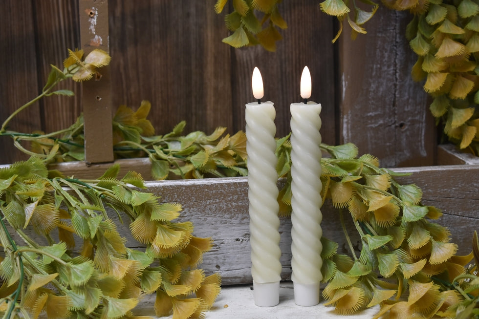 Spiral Taper Candle Realistic Flame 2 Pack