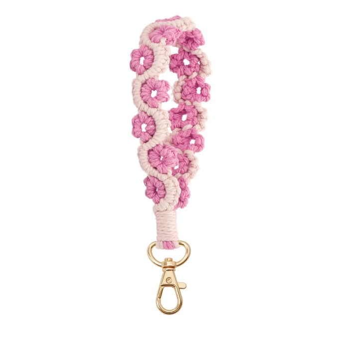 Macrame Two Tone Flower Vine Wristlet Keychain