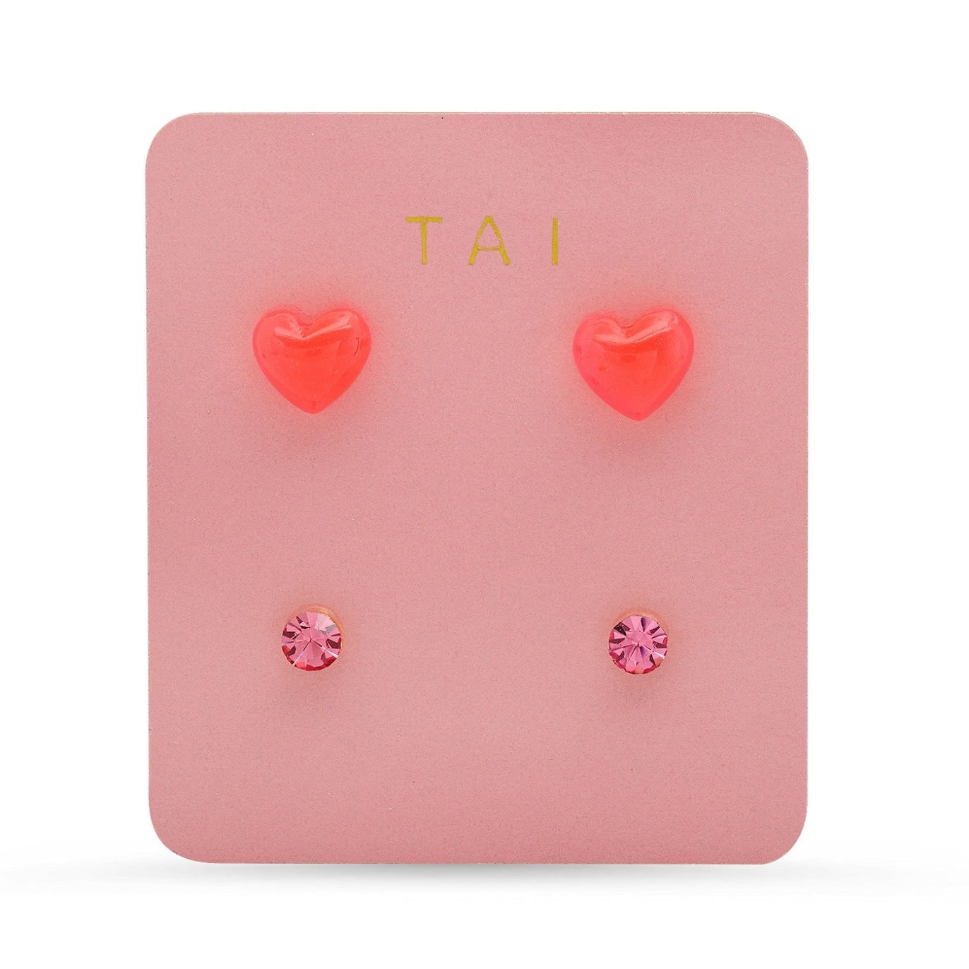 Heart & CZ Stud Earring Set