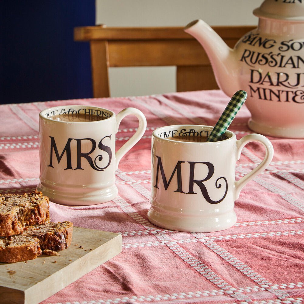 Emma Bridgewater Black Toast 'Mr & Mrs' Set of 2 1/2 Pint Boxed Mugs