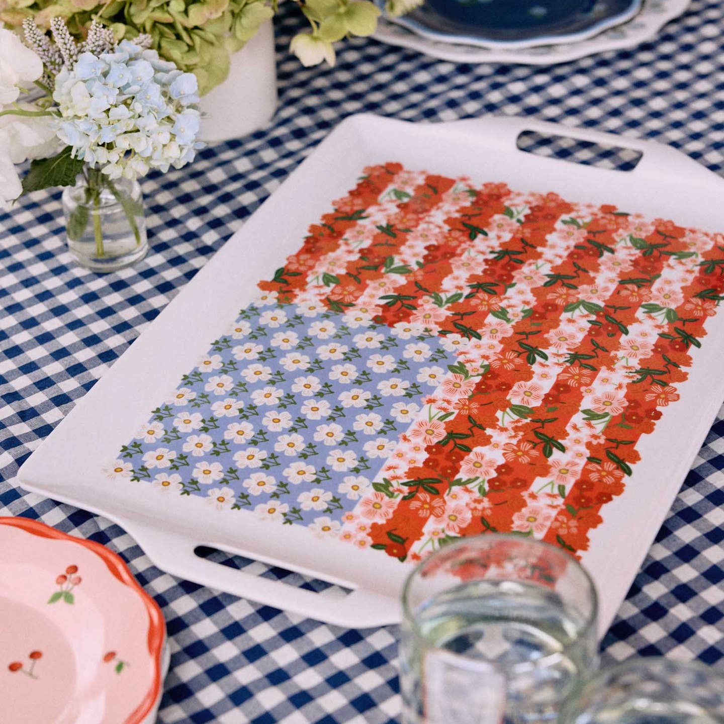Americana Melamine Serving Platter with Handles