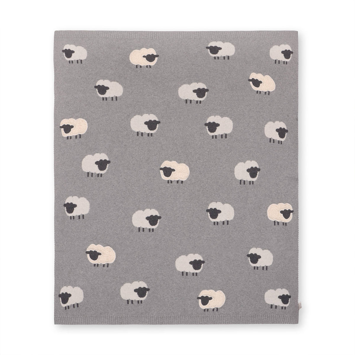 Gray Woolly Sheep Knit Baby Blanket