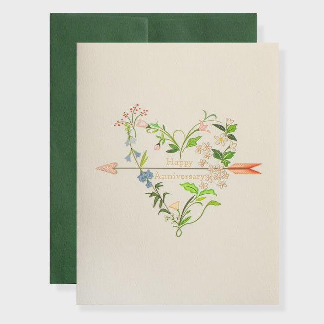 Floral Anniversary Heart Card