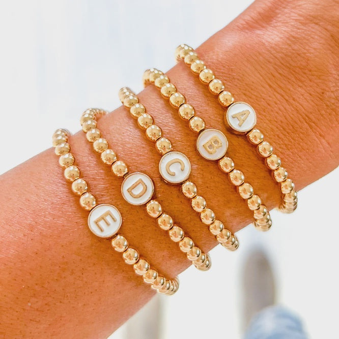 Initial Gold Beaded Bracelet