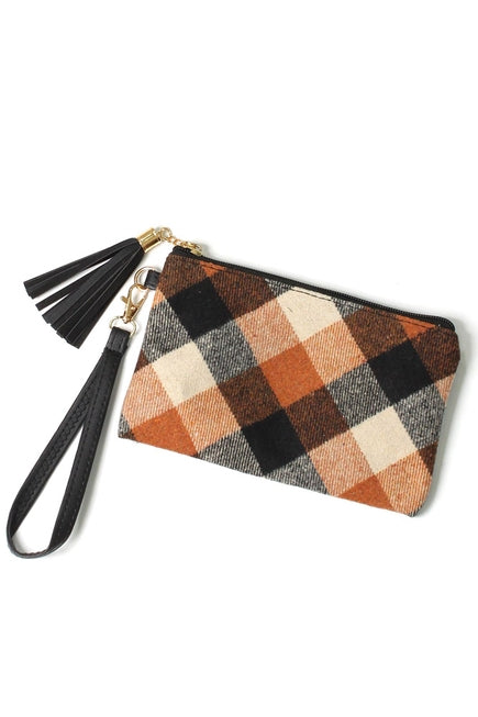 Plaid Pattern Pouch Bag