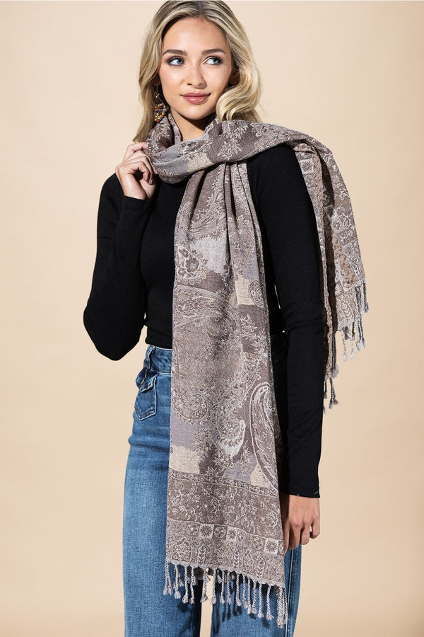 100% WOOL KHAKI SCARF