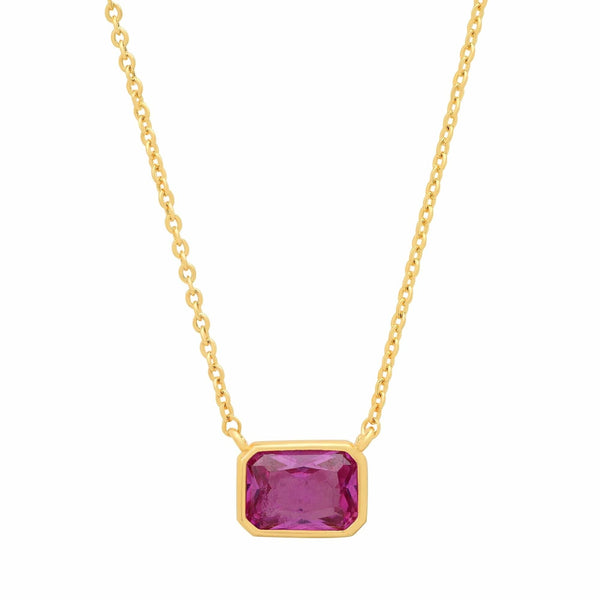 East West Gemstone Bezel Necklace