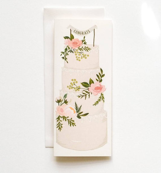 Congrats Blush Floral Wedding Cake Card