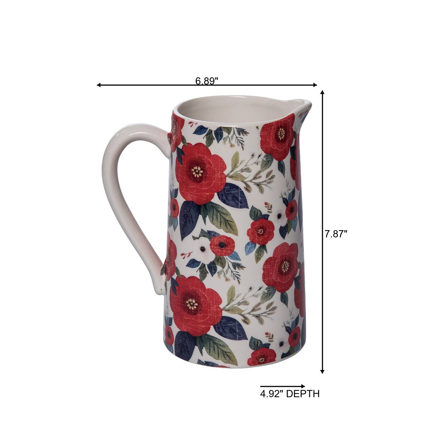 Patriotic Floral Ceramic Pitcher