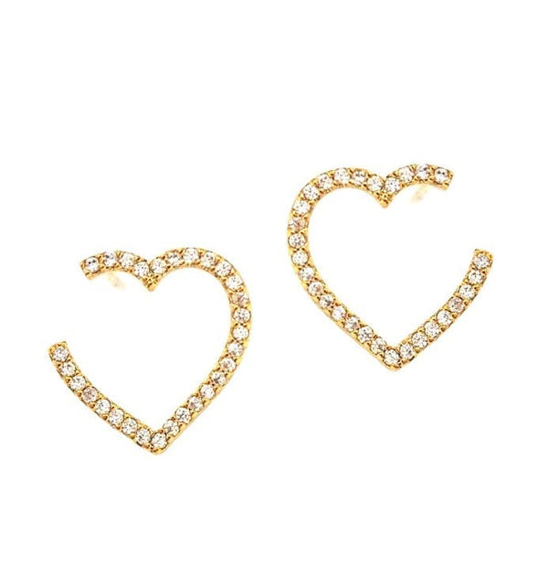 Pave Open Heart Earrings