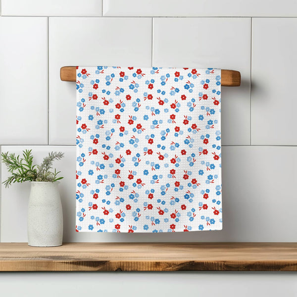 Patriotic Waffle Weave Kitchen Tea Towel