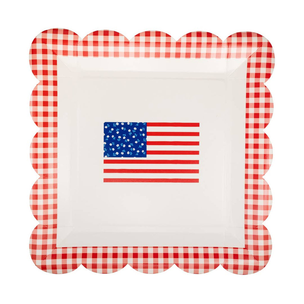 Gingham Fla Paper Plate