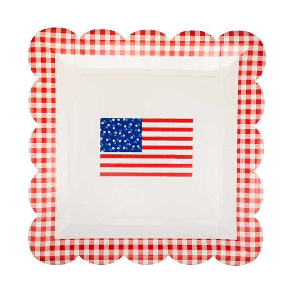 Gingham Fla Paper Plate