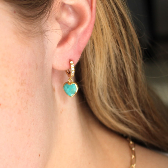 Turquoise Cz Huggie Hoops