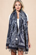 100% WOOL PATTERNED BLUE DENIM SCARF