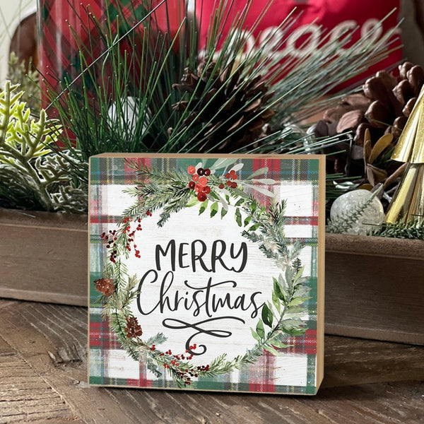 Merry Christmas Plaid Block