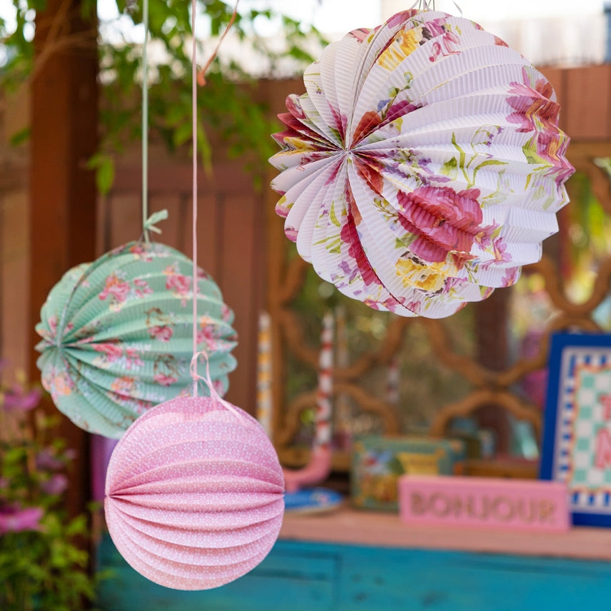 Mixed Floral Paper Lanterns