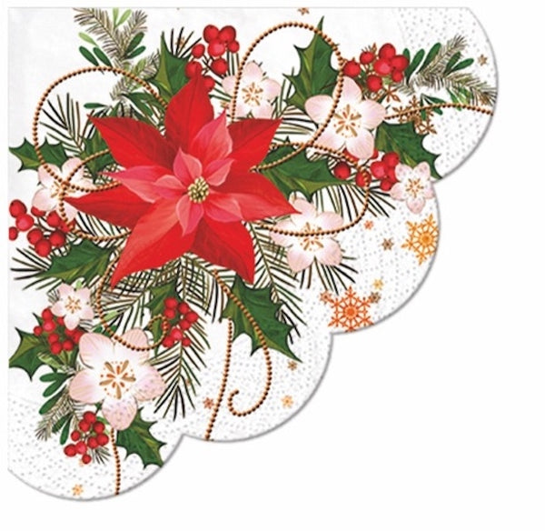 POINSETTIA SCALLOPED NAPKIN