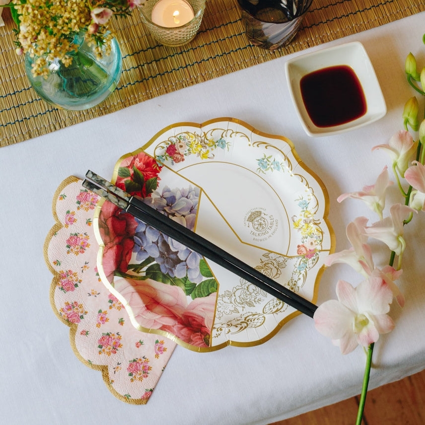 Scalloped Pink Floral Napkins