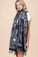 100% WOOL PATTERNED BLUE DENIM SCARF
