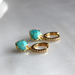 Turquoise Cz Huggie Hoops