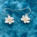 Silver Hammered White Daisy Flowers Earring