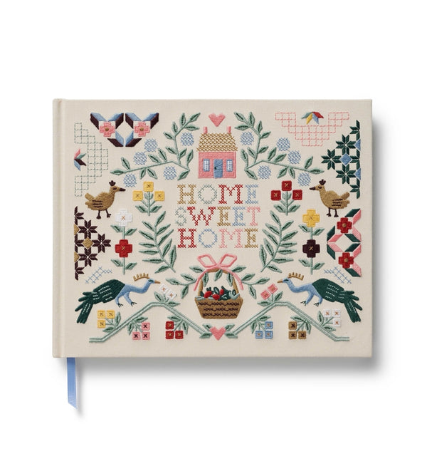 Home Sweet Home Embroidered Fabric Guest Book