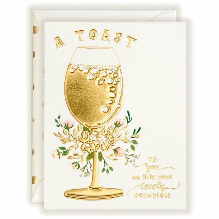 A Toast Gold Embossed Engagement Greeting Card