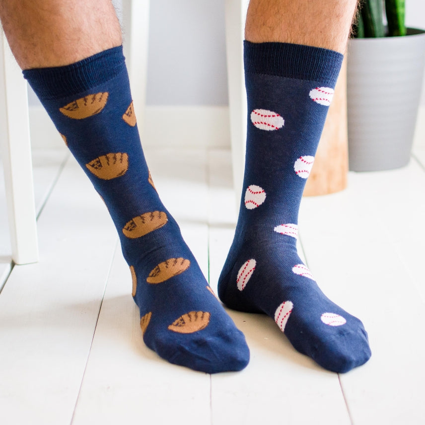 Men's Baseball Glove & Baseball Mismatched Socks