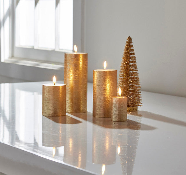 Rustic Gold Pillar Candle