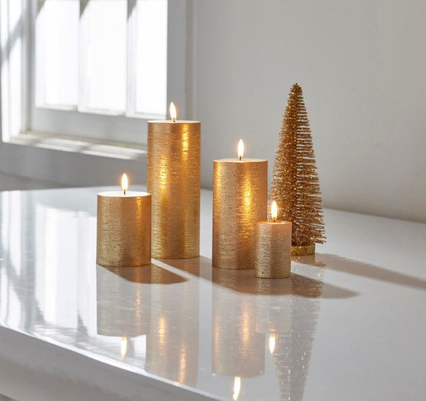 Rustic Gold Pillar Candle