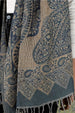 100% WOOL PATTERNED TAUPE DENIM SCARF