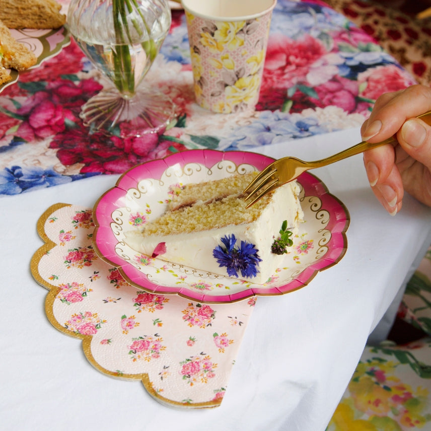 Scalloped Pink Floral Napkins