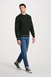 Inishbeg Mens Stripe Crewneck Aran Sweater