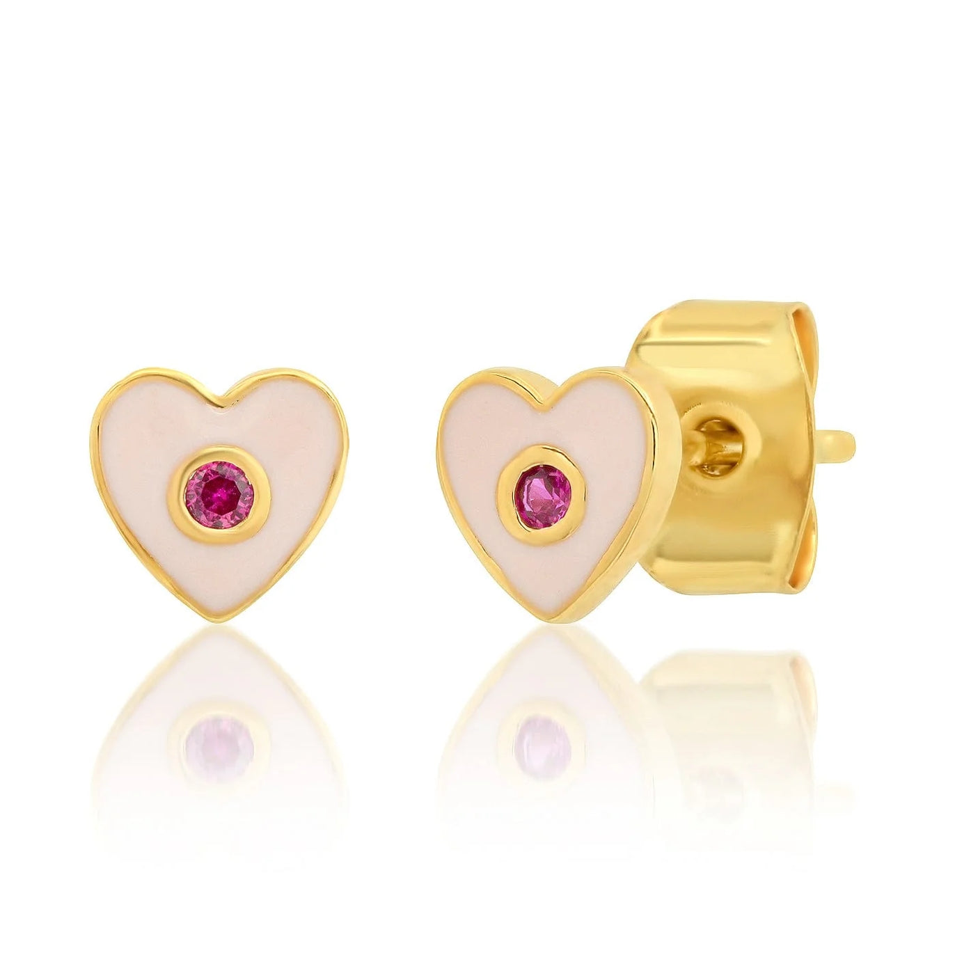Enamel Heart Studs with Cz Accent