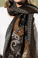 100% WOOL INTRICATE BROWN SCARF