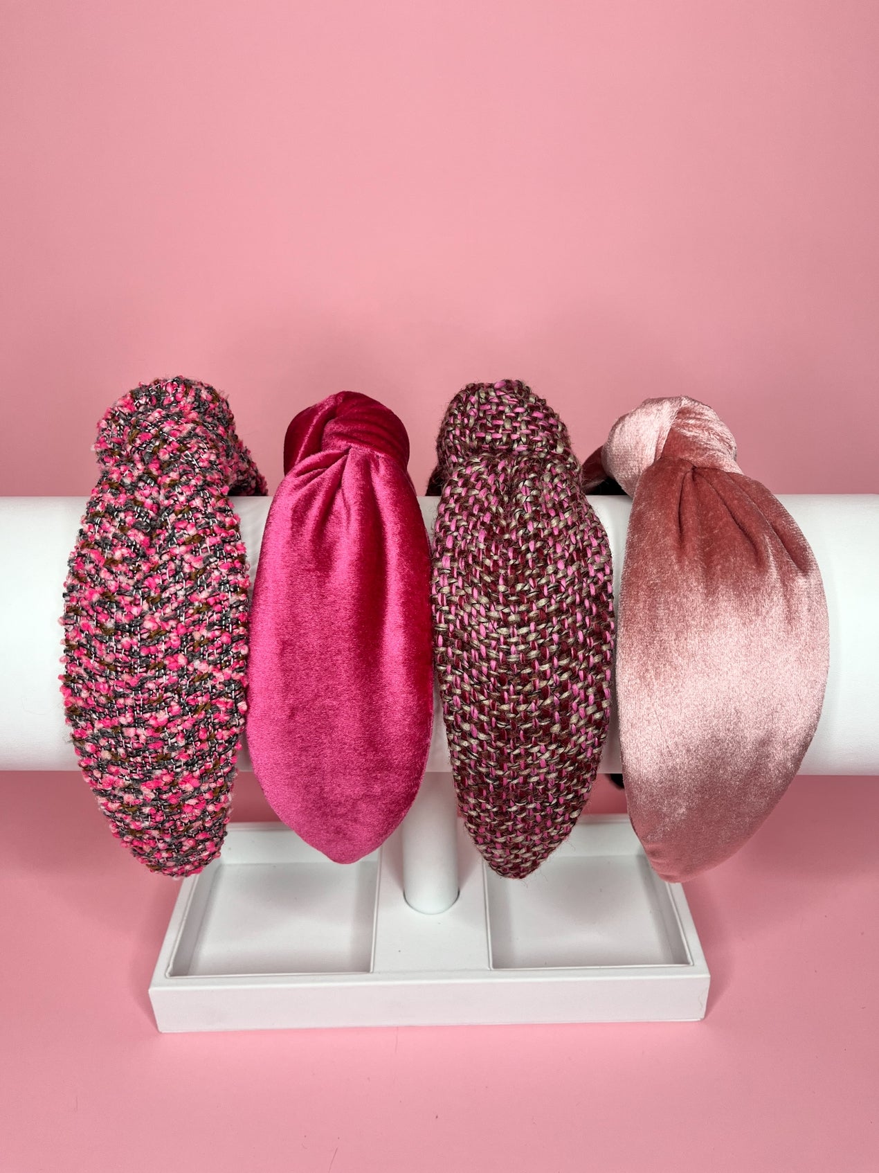 Pink Tweed & Velvet Headband