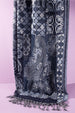 100% WOOL PATTERNED BLUE DENIM SCARF