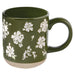 Green Floral Stoneware Coffee Mug