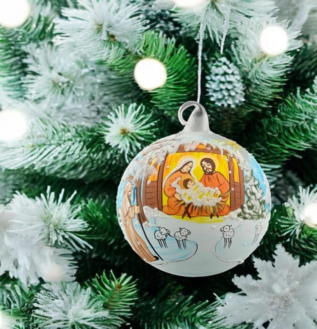 Nativity Blown Glass Ornament