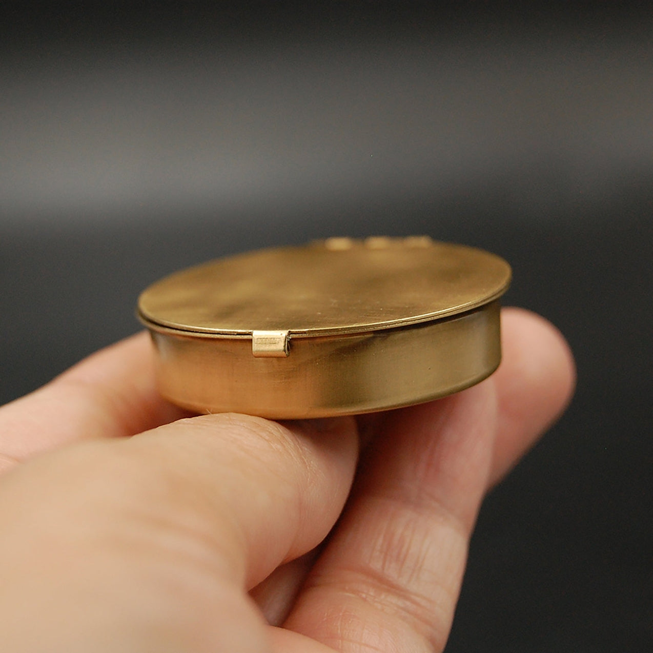Small Round Brass Pill/Trinket Box