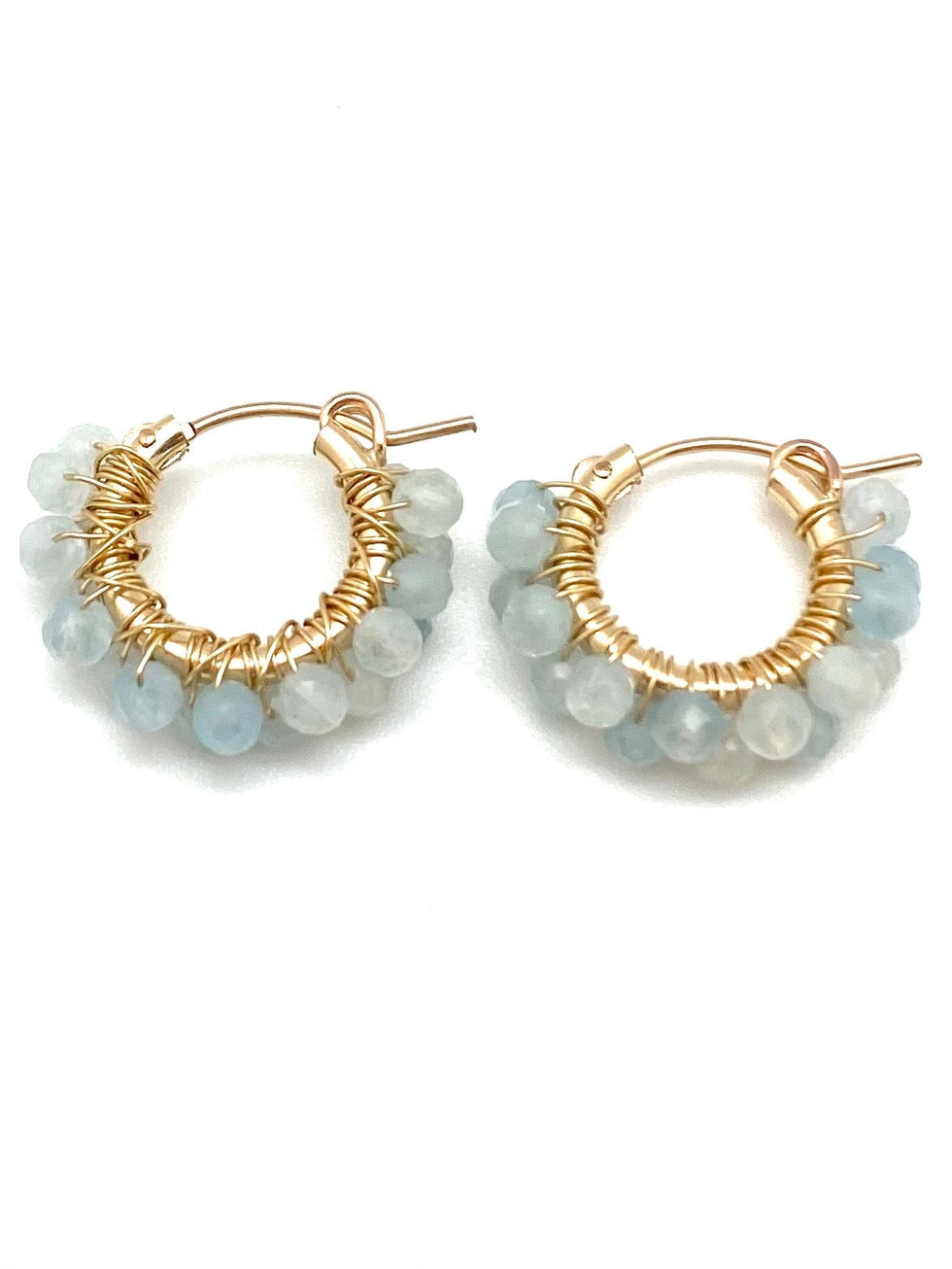Diddi Beaded Hoop Aquamarine Earring