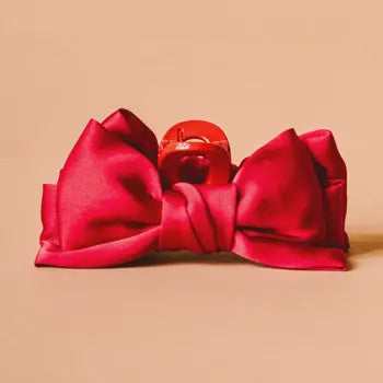 Mini Red Satin Bow Claw Clip