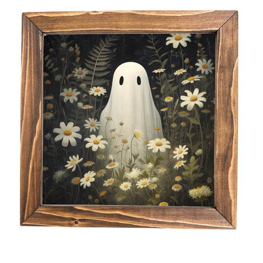 Halloween Ghost Framed Sign