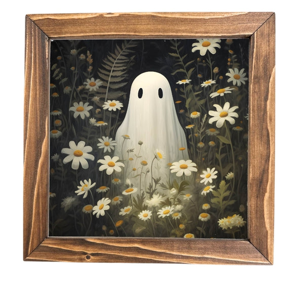 Halloween Ghost Framed Sign