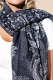 100% WOOL PATTERNED BLUE DENIM SCARF