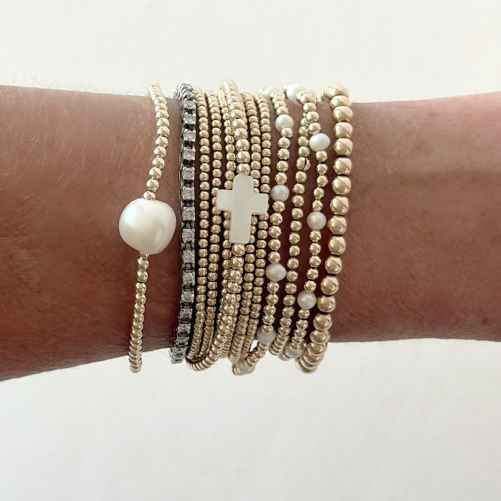 Sunday Morning Pearl Cross Bracelet