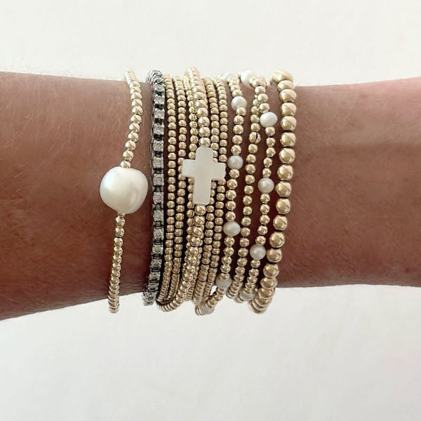 Sunday Morning Pearl Cross Bracelet