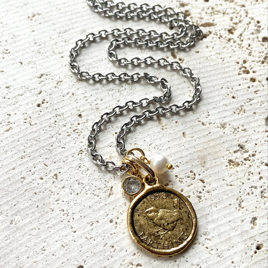 Farthing  Bird Coin Necklace
